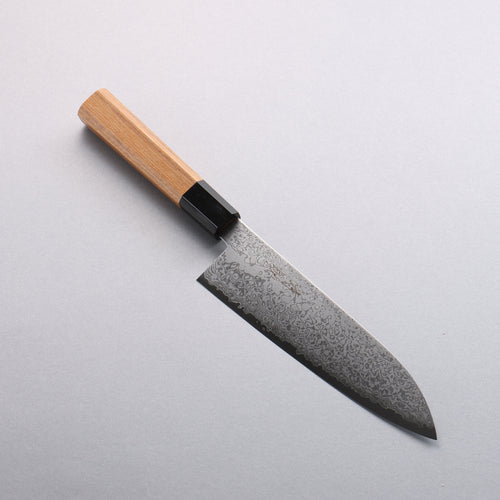 Seisuke VG10 Damas Santoku 180mm Manipuler Teck (virole : Corne de buffle d'eau noire) - japanny-FR