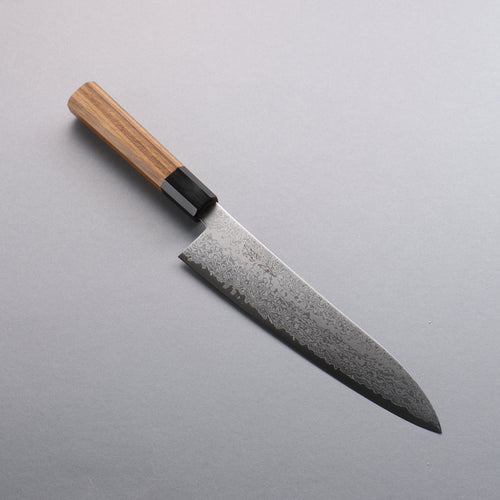 Seisuke VG10 Damas Gyuto 210mm Manipuler Teck (virole : Corne de buffle d'eau noire) - japanny-FR