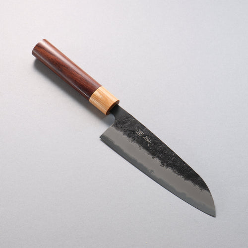 Seisuke Super Bleu Nashiji Noir Santoku 170mm Manipuler Palissandre (férule:Bois de Pakka blanc) - japanny-FR