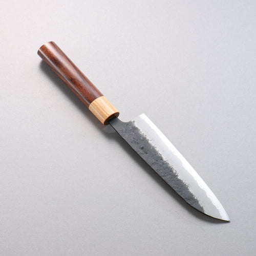 Seisuke Super Bleu Nashiji Noir Santoku 170mm Manipuler Palissandre (férule:Bois de Pakka blanc) - japanny-FR