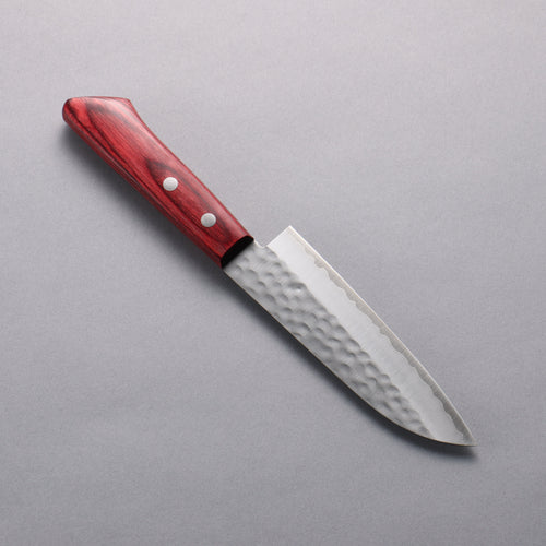 Kunihira VG1 Petit Santoku 130mm Manipuler Bois de pakka rouge - japanny-FR