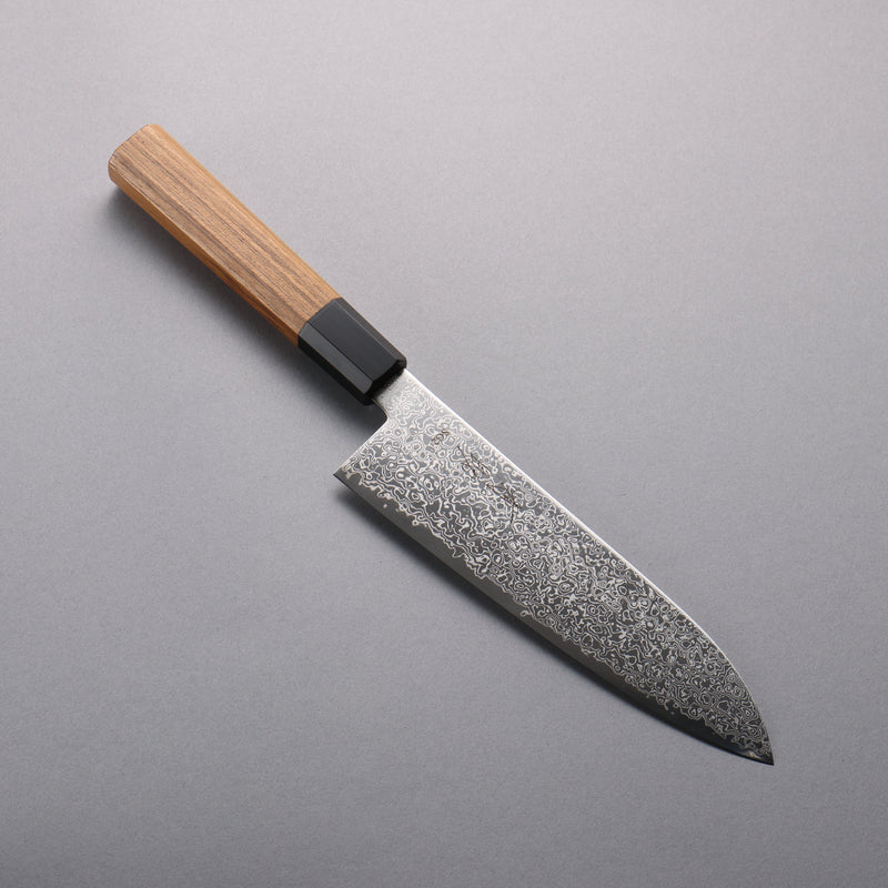 Seisuke SG2 Damas Migaki Terminé Santoku 180mm Manipuler Teck (virole : Corne de buffle d'eau noire) - japanny-FR