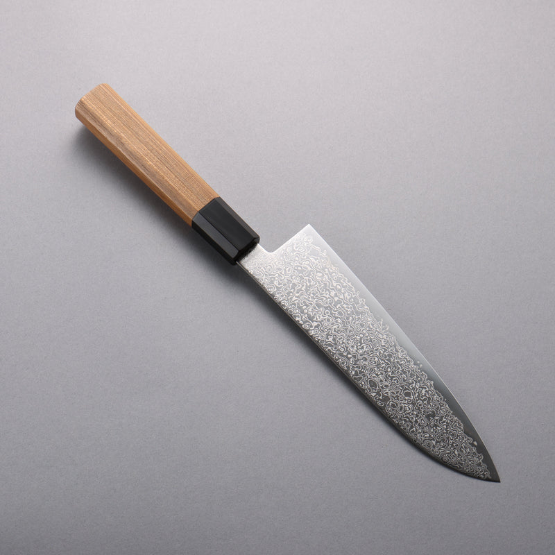 Seisuke SG2 Damas Migaki Terminé Santoku 180mm Manipuler Teck (virole : Corne de buffle d'eau noire) - japanny-FR