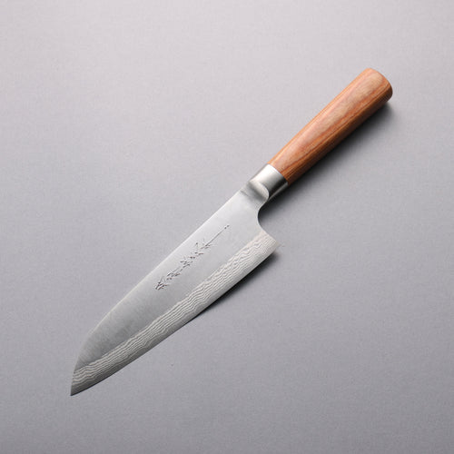 Kamo Hamono VG10 Damas Santoku 165mm Manipuler Bois de Pakka marron - japanny-FR