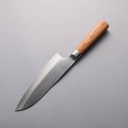 Kamo Hamono VG10 Damas Santoku 165mm Manipuler Bois de Pakka marron - japanny-FR