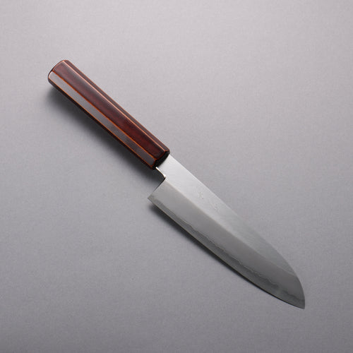 Hado Acier argenté NO.3 Migaki Terminé Santoku 180mm Manipuler Laqué (Kijiro-nuri) - japanny-FR