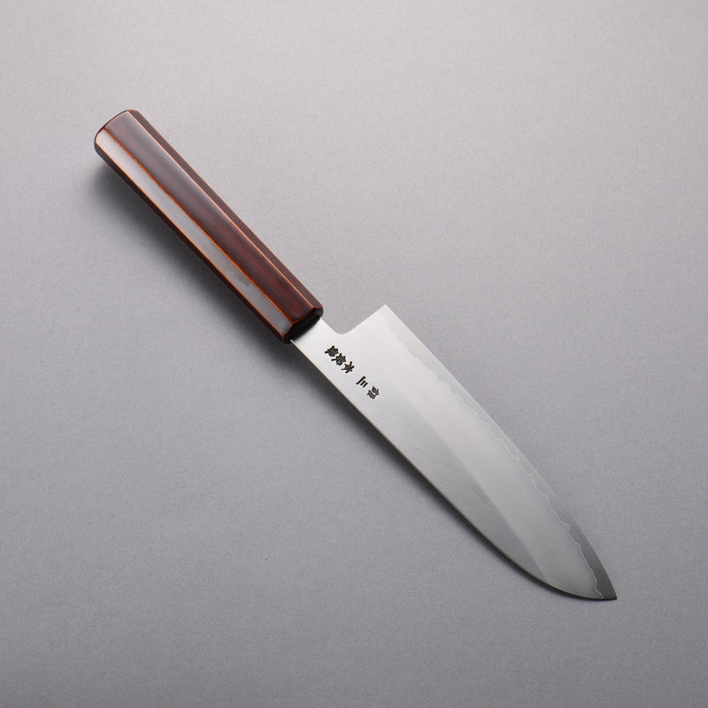 Hado Acier argenté NO.3 Migaki Terminé Santoku 180mm Manipuler Laqué (Kijiro-nuri) - japanny-FR