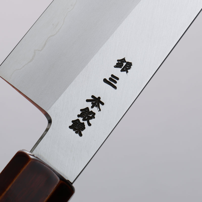 Hado Acier argenté NO.3 Migaki Terminé Santoku 180mm Manipuler Laqué (Kijiro-nuri) - japanny-FR