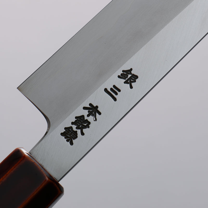 Hado Acier argenté NO.3 Migaki Terminé Sujihiki 240mm Manipuler Laqué (Kijiro-nuri) - japanny-FR