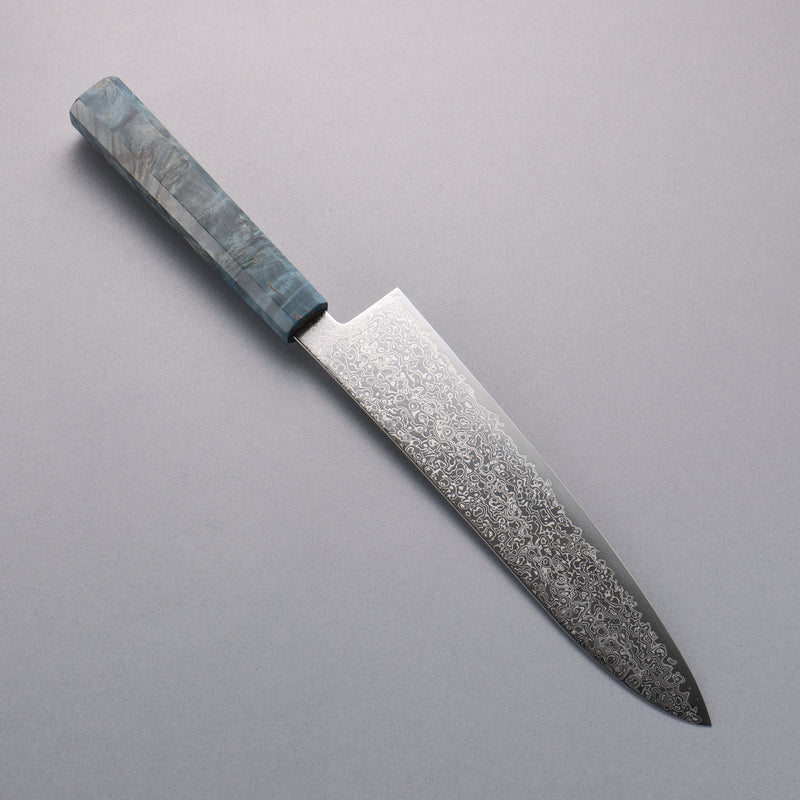 Seisuke SG2 Damas Migaki Terminé Gyuto 210mm Manipuler Bois stabilisé Bleu - japanny-FR