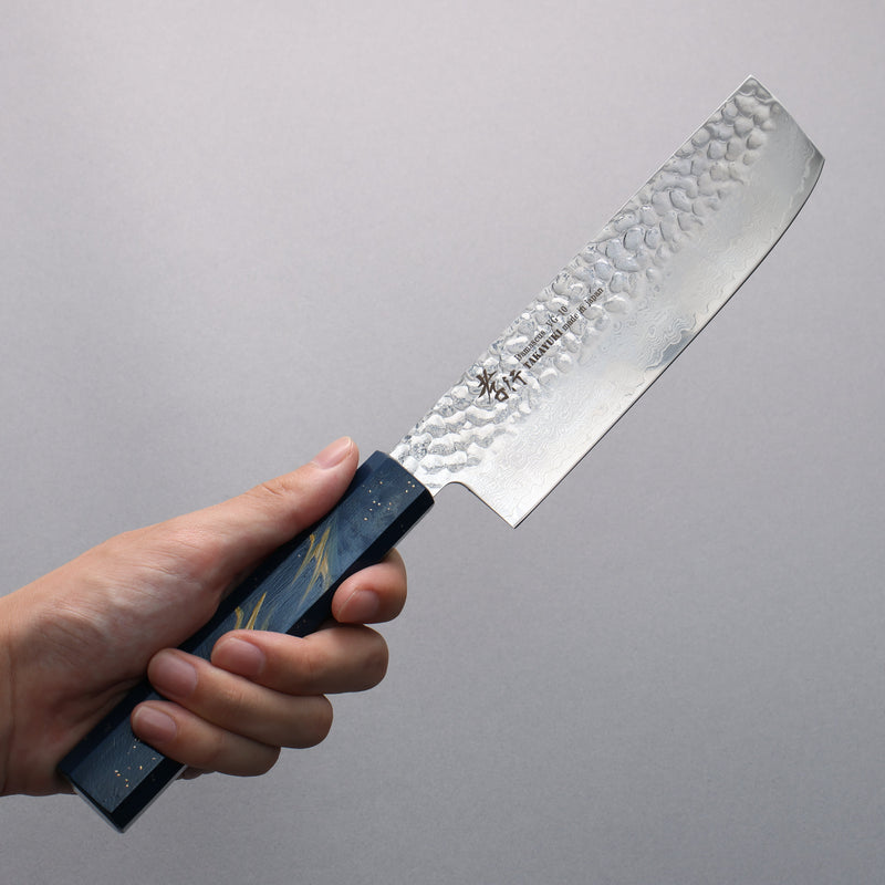 Sakai Takayuki VG10 33 Couche de Damas Nakiri  160mm Chêne vivant laqué(Saiseki) Manipuler - japanny-FR