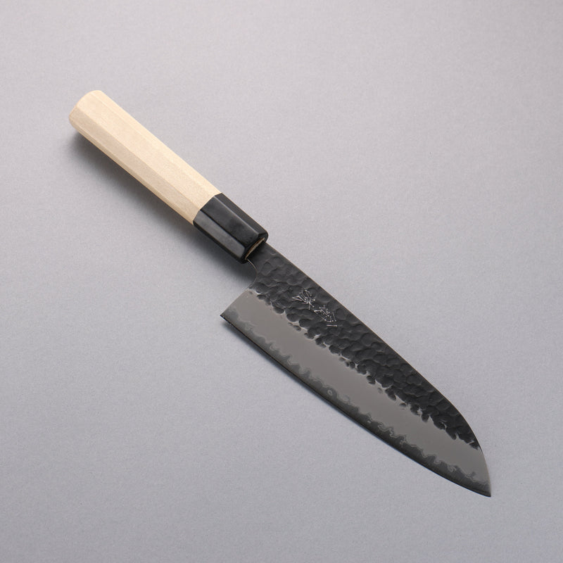 Oul Super Bleu Martelé Finition noire Santoku 165mm Manipuler Magnolia - japanny-FR