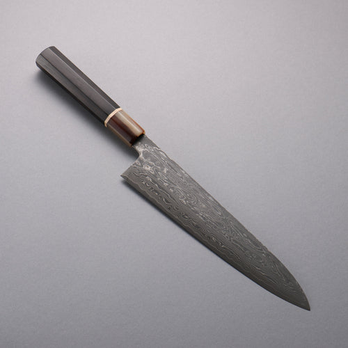 Seisuke SPG STRIX Damas noir Gyuto 240mm Manipuler Ébène (Bague Erable et virole Corne de buffle d'eau) - japanny-FR