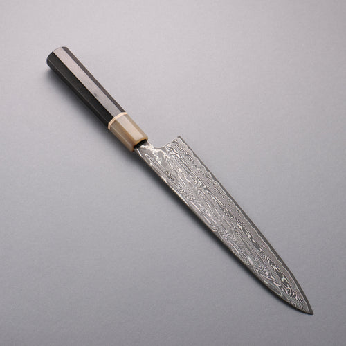 Seisuke SPG STRIX Damas noir Gyuto 240mm Manipuler Ébène (Bague Erable et virole Corne de buffle d'eau) - japanny-FR