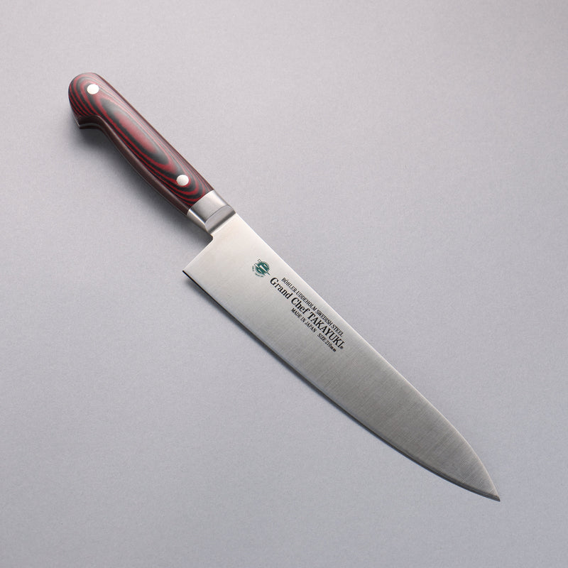 Sakai Takayuki Grand Chef Gran chef Acier suédois Gyuto 210mm Micarta brun Manipuler - japanny-FR