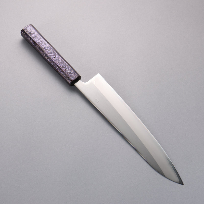 Seisuke Acier Blanc No.1 Migaki Polish Terminé Gyuto 240mm Chêne laqué violet Manipuler - japanny-FR