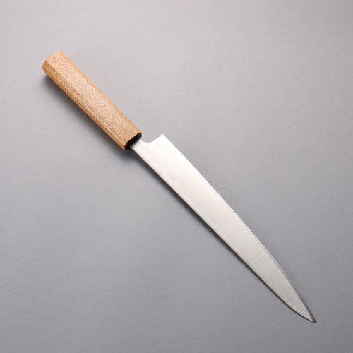 Seisuke Acier argenté NO.3 Migaki Polish Terminé Sujihiki Couteau Japonais 240mm Chêne blanc Manipuler - japanny-FR