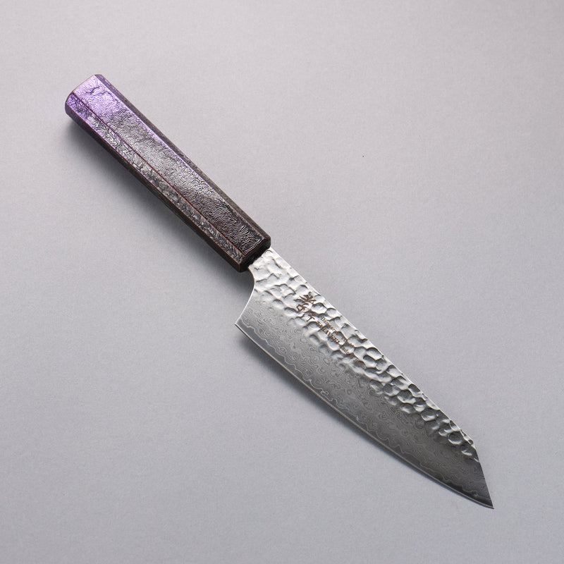 Sakai Takayuki Rinnou VG10 33-Couches Damas Kengata Santoku Couteau Japonais 160mm Poignée laquée violet Manipuler - japanny-FR