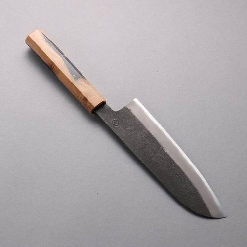 Hozantomoe Acier Blanc No.2 Finition noire Santoku 165mm Manipuler Olivier et Résine noir - japanny-FR