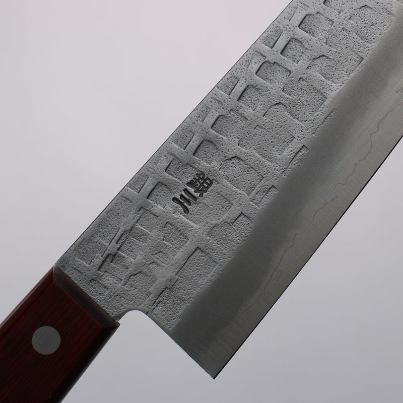 Nao Yamamoto Acier argenté NO.3 Nashiji Martelé(carré) Gyuto 210mm Manipuler Bois de pakka rouge - japanny-FR