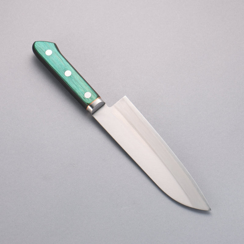 Sakai Kikumori Acier Bleu No.1 Santoku Couteau Japonais 165mm Bois de pakka vert Manipuler - japanny-FR