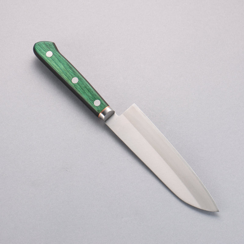 Sakai Kikumori Acier Bleu No.1 Petit Santoku Couteau Japonais 140mm Bois de pakka vert Manipuler - japanny-FR