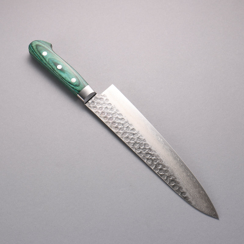 Sakai Takayuki VG10 17 Couche de Damas Gyuto  240mm Bois de pakka vert Manipuler - japanny-FR