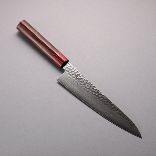 Sakai Takayuki VG10 33-Couches Damaacus martelé Gyuto 210mm Manipuler Shitan (férule:bois rouge Pakka) - japanny-FR