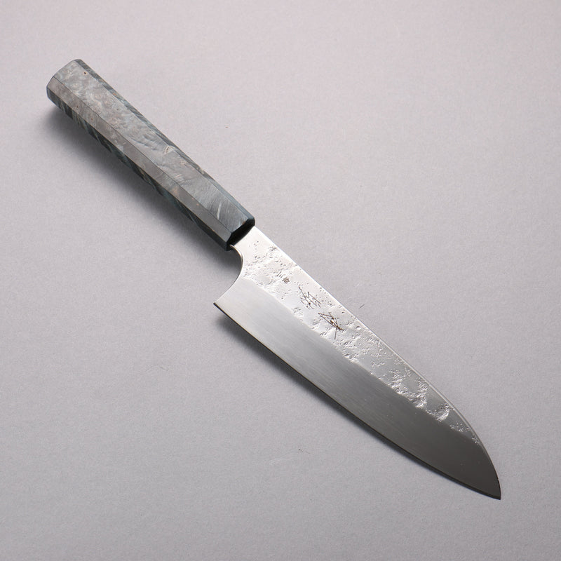 Seisuke Acier argenté NO.3 Nashiji Santoku 180mm Manipuler Bois stabilisé - japanny-FR