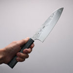 Seisuke Acier argenté NO.3 Nashiji Santoku 180mm Manipuler Bois stabilisé - japanny-FR