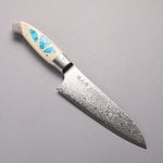 Kajin ZDP189 Damas Migaki Terminé Santoku 165mm Manipuler Corian Incrustation Turquoise - japanny-FR