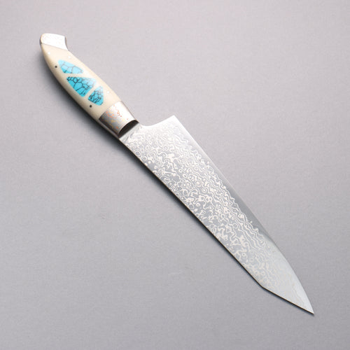 Kajin ZDP189 Damas Migaki Terminé Kirituke Gyuto 210mm Manipuler Corian Incrustation Turquoise - japanny-FR