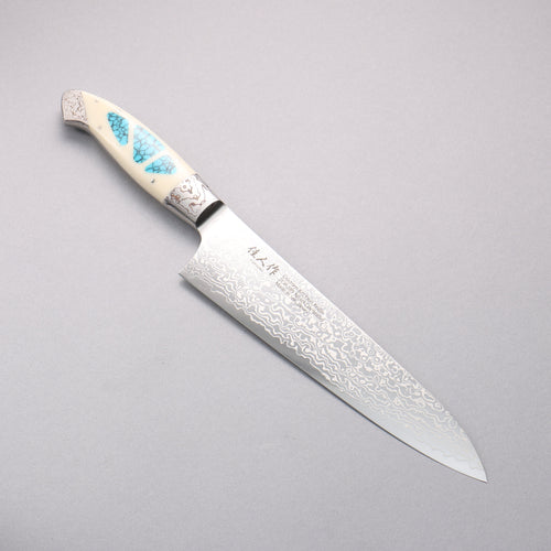 Kajin ZDP189 Damas Migaki Terminé Gyuto 210mm Manipuler Corian Incrustation Turquoise - japanny-FR