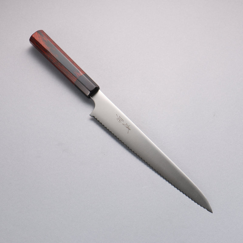 Seisuke Acier Inoxydable couteau à pain  240mm Bois de pakka rouge Manipuler - japanny-FR