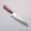 Seisuke Kagami2 AUS10 Finition miroir Damas Santoku 180mm Manipuler Bois de pakka rouge - japanny-FR