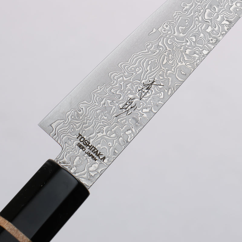 Toshitaka Seisuke VG10 65 Couche de Damas Petite-utilité 135mm Manipuler Ébène (Bague Erable et virole Corne de buffle d'eau) - japanny-FR