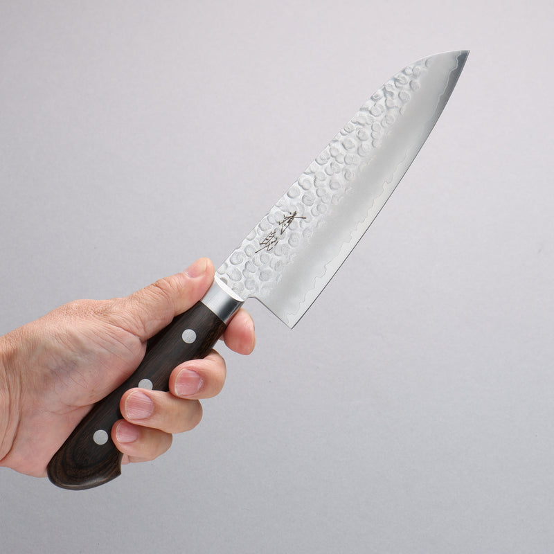 Seisuke VG10 Martelé Santoku 165mm Manipuler Bois de Pakka marron - japanny-FR