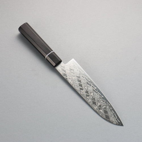 Seisuke AUS10 Miroir Croisé Santoku 180mm Manipuler Palissandre (anneau blanc) - japanny-FR