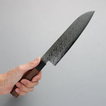 Seisuke AUS10 Miroir Croisé Santoku 180mm Manipuler Palissandre (férule:Bois de Pakka noire) - japanny-FR