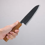 Nakaniida Acier Blanc No.2 Finition noire Santoku 150mm Manipuler Chêne - japanny-FR