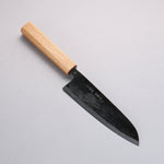 Nakaniida Acier Blanc No.2 Finition noire Santoku 165mm Manipuler Chêne - japanny-FR