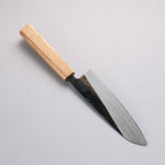 Nakaniida Acier Blanc No.2 Finition noire Santoku 165mm Manipuler Chêne - japanny-FR