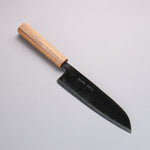 Nakaniida Acier Blanc No.2 Finition noire Santoku 180mm Manipuler Chêne - japanny-FR