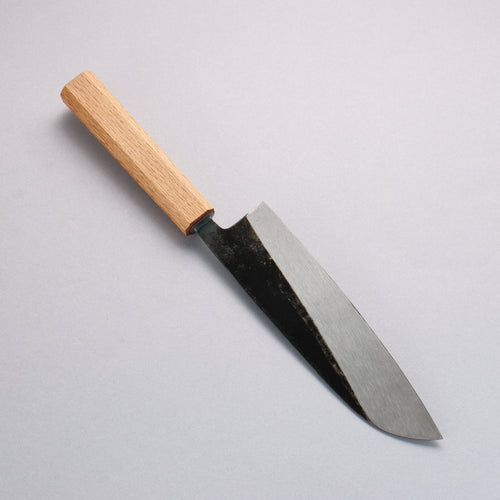 Nakaniida Acier Blanc No.2 Finition noire Santoku 180mm Manipuler Chêne - japanny-FR