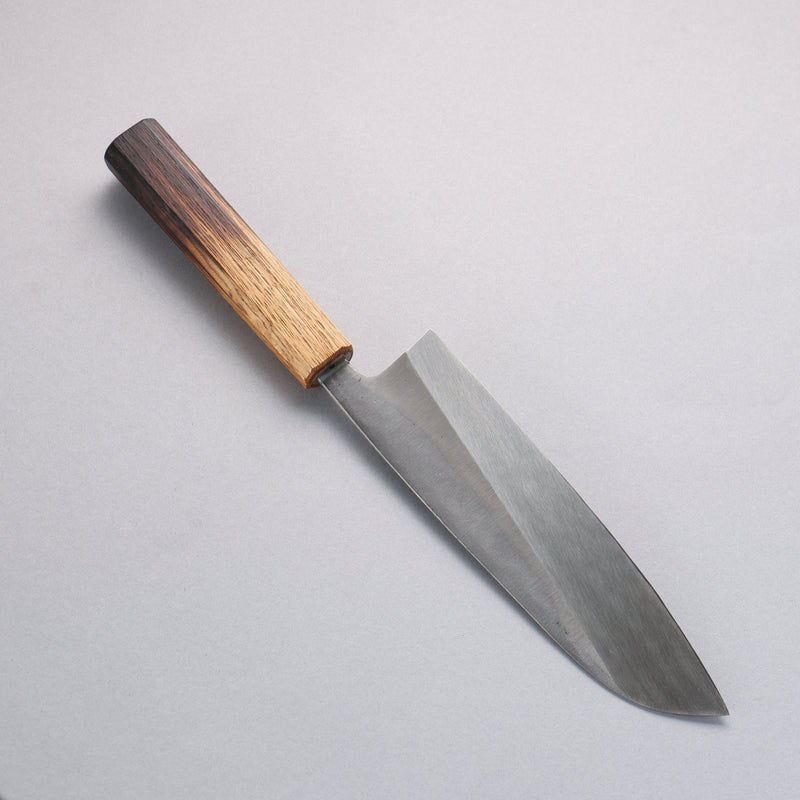 Nakaniida Acier Blanc No.2 Migaki Terminé Santoku 180mm Manipuler Chêne brûlé - japanny-FR