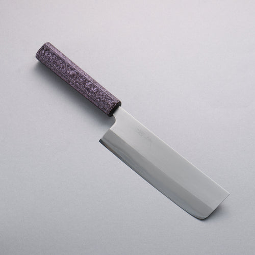 Seisuke Acier Blanc No.1 Migaki Polish Terminé Nakiri 165mm Manipuler Chêne laqué violet - japanny-FR