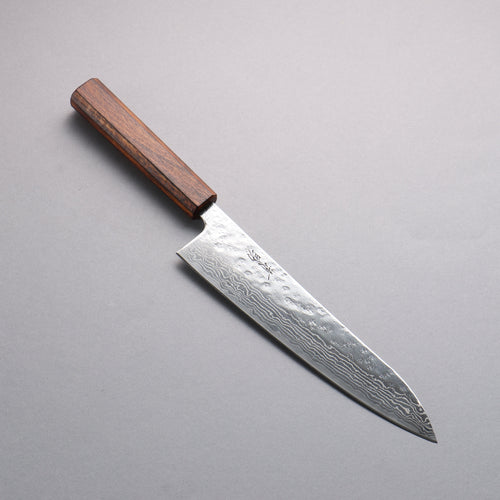 Seisuke Acier Inoxydable 440C Damaacus martelé Gyuto 210mm Manipuler Chêne - japanny-FR