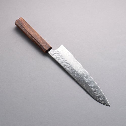 Seisuke Acier Inoxydable 440C Damaacus martelé Gyuto 210mm Manipuler Chêne - japanny-FR