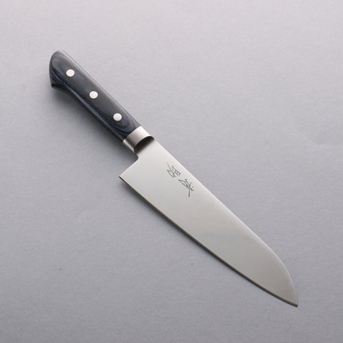 Seisuke Seiten Molybdene Santoku 180mm Manipuler bleu marine de pakka noir - japanny-FR