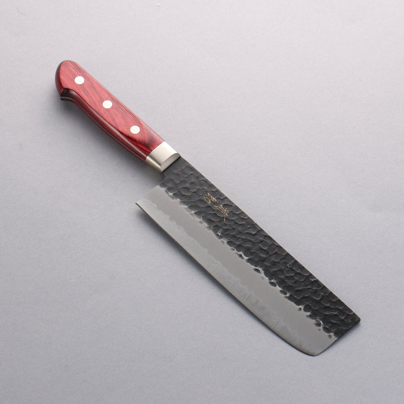 Seisuke Kurobeni Super Bleu Martelé Kurouchi Nakiri 165mm Bois de pakka rouge Manipuler - japanny-FR